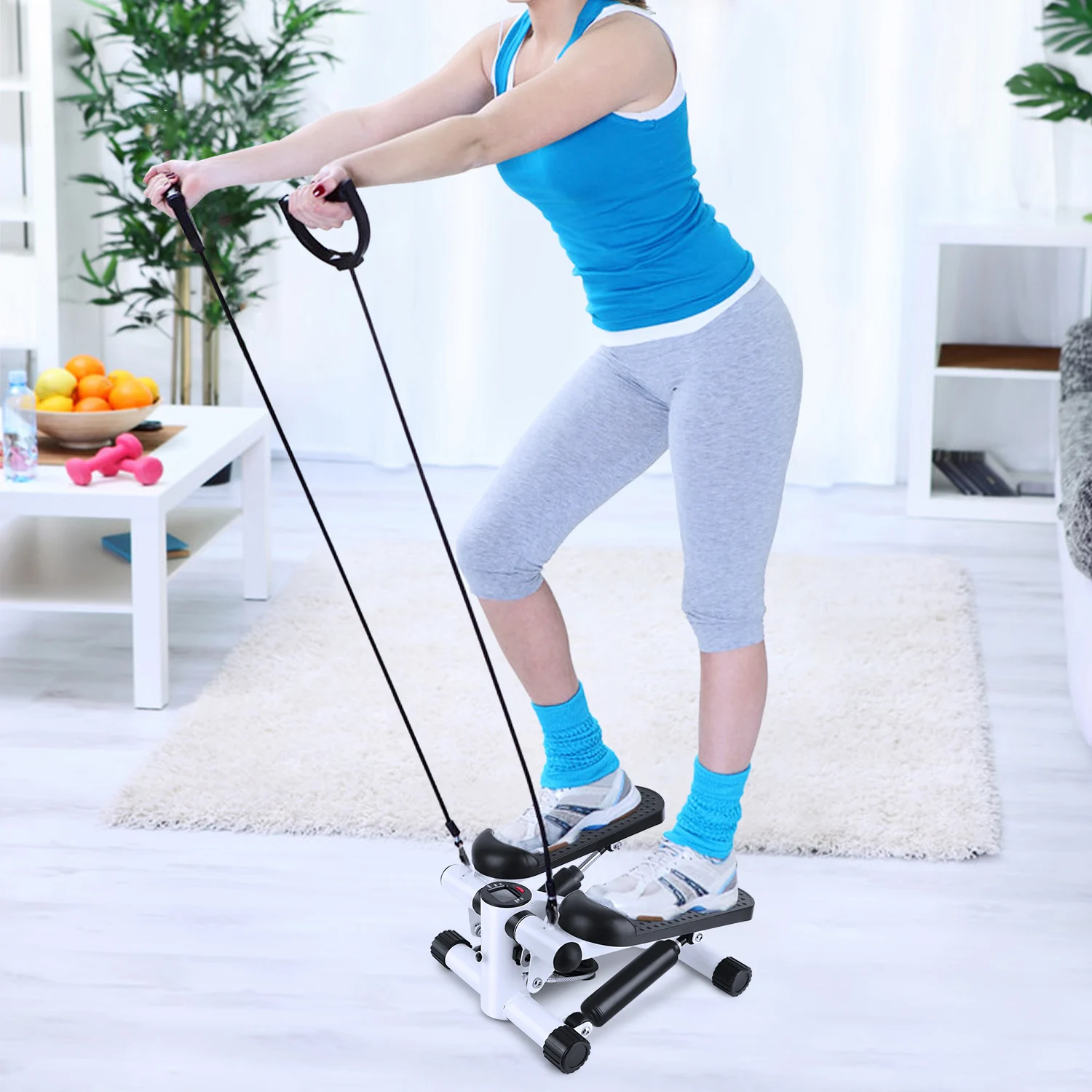 

Mini Fitness Twist Stepper Electronic Display Home Exercise Workout Machine with Resistance Bands Fitness Equipment for Home Gym