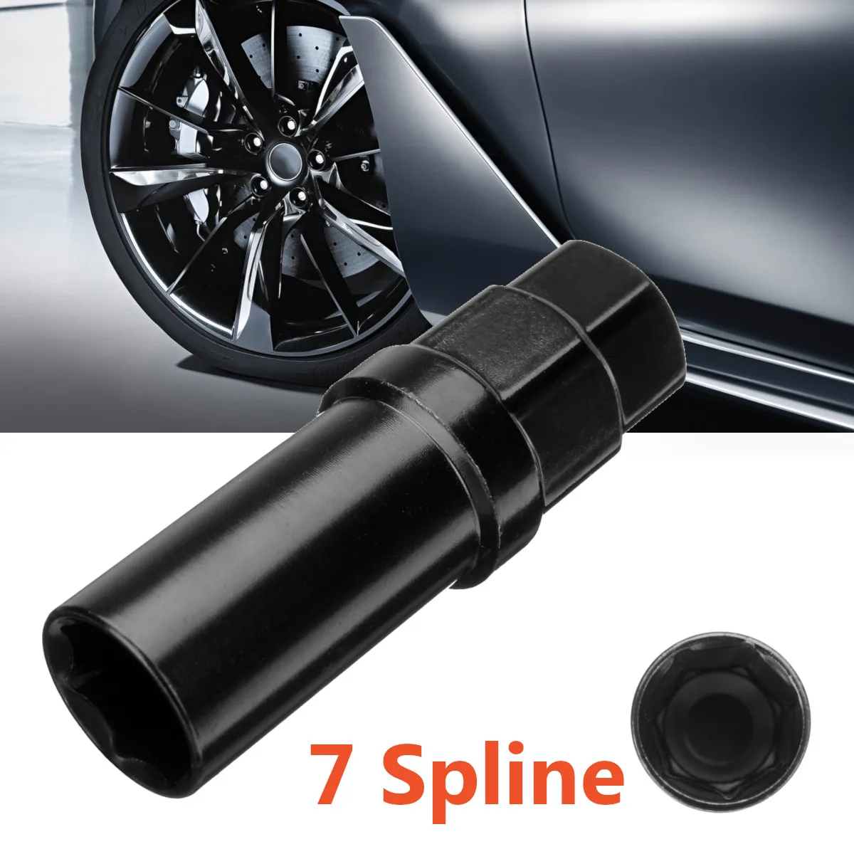 

7 Sided Spline Driver Wheel Tuner Lug Nut Key Locking Lock Socket Removal Tool 70.4mm Length 20.4mm Diameter