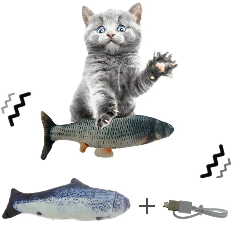 

30CM Katze Spielzeug Fisch USB Elektrische Lade Simulation Tanzen Springen Moving Floppy Fisch Katze Spielzeug Elektronische