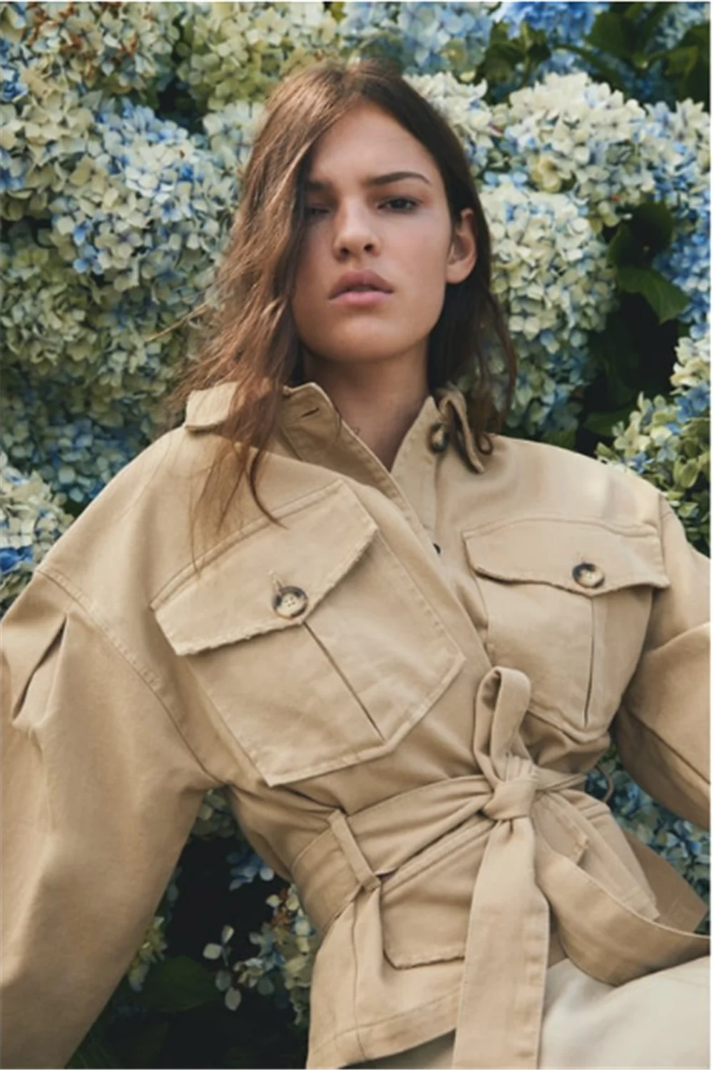 Женская куртка с поясом и карманами ZA зимнее пальто в богемном стиле вечерние