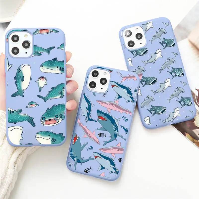 

Cartoon horror animal shark Phone Case Candy Color for iPhone 6 7 8 11 12 s mini pro X XS XR MAX Plus