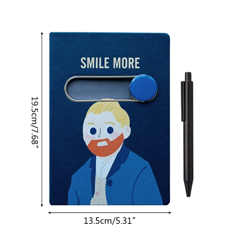 

OOTDTY B6 Cartoon Rabbit Sliding Unlock Notebook Pen Set Leather Diary Journal Planners Stationery Business Gift