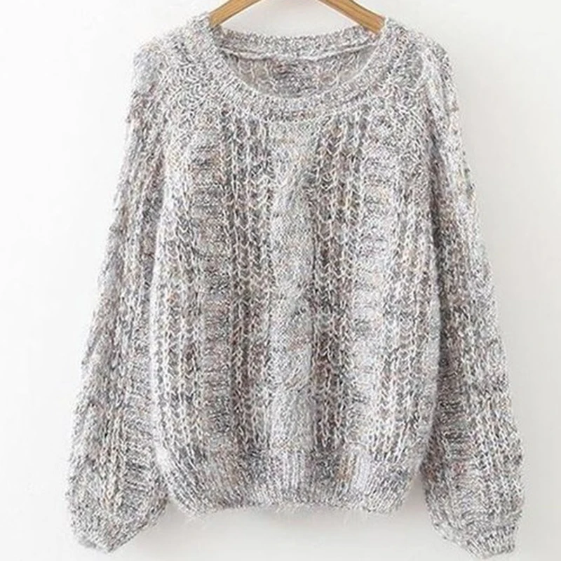 Sweater Jumper Girl Kawaii Mohair Fluffy Chic Woman Preppy style Cable Knit Wool Head 2020 New Korean Casual Cute Loose | Женская одежда