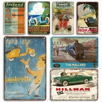 vintage old fashion car metal poster tin sign retro motorcycle wall art plate garage accessories home decoration