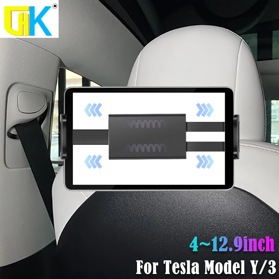 for tesla model 3y back seat phone holder 360 degree rotate stand auto headrest bracket support for tablet pc ipad mini pro free global shipping