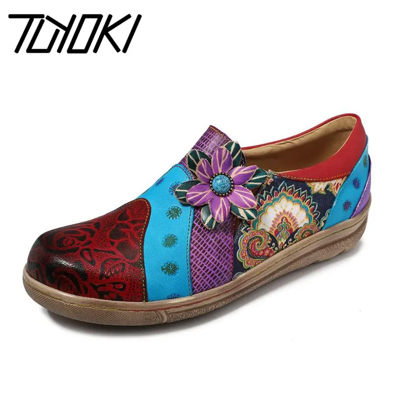 Tuyoki/Винтажная обувь в богемном стиле Женская на плоской подошве Сезон весна из натуральной кожи