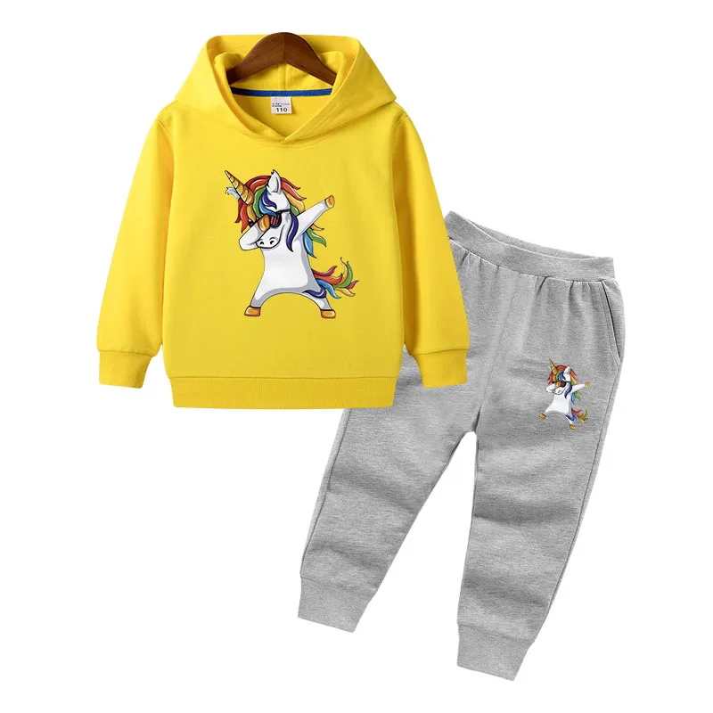 Fashion Unicorn Print Sweater Toddler Boys Girls Sweatshirt Casual Hoodies Sets Baby Autumn Long Sleeve Children Clothes 1-10Y