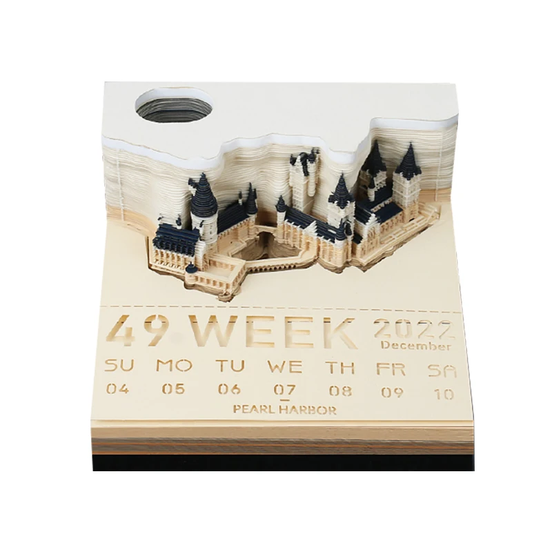 Omoshiroi-Bloc de notas 3D de Castillo Mágico, Bloc de notas artístico con calendario 2022, para decoración del hogar
