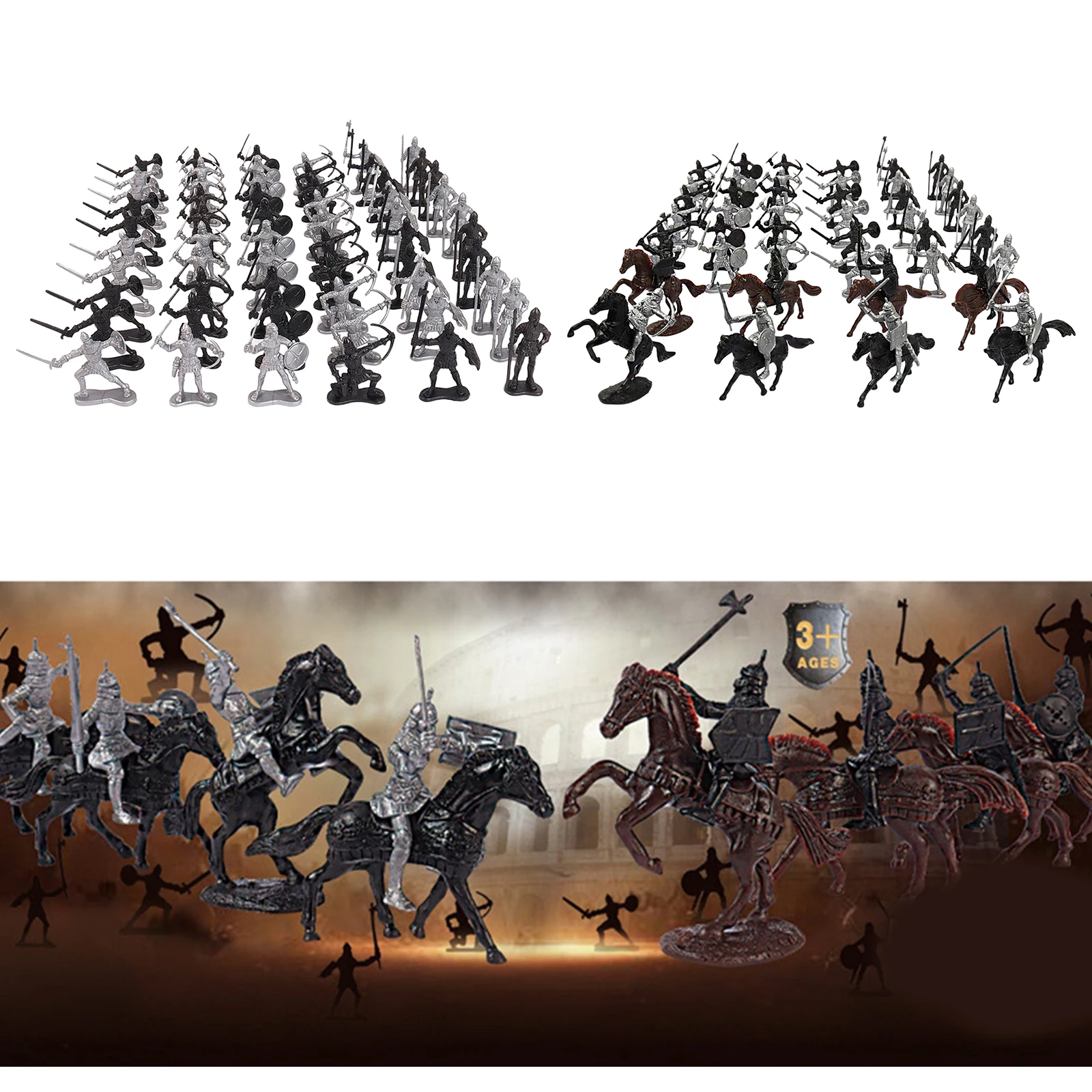 

Medieval Knights Warriors Soldiers Model Toy Army Men Figures Accessories Kit