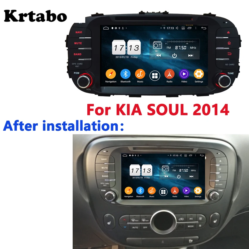 Krtabo For KIA Soul 2014 Car radio Android multimedia player tape recorder car DVD GPS Navigation stereo Plug and play | Автомобили и