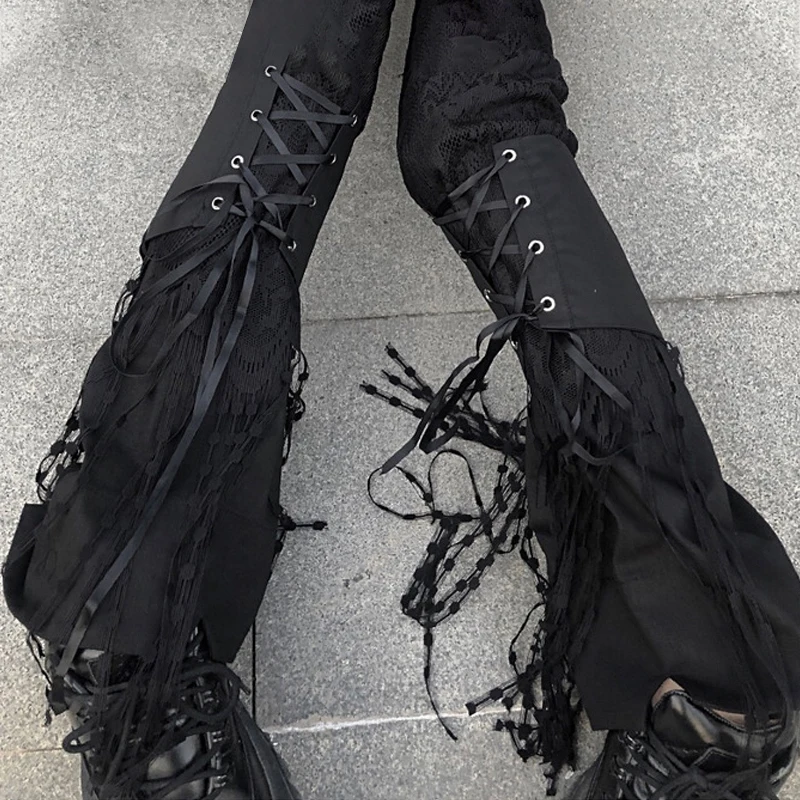 В готическом стиле панк, на шнуровке в стиле Харадзюку японский над гетры носки черные брюки-клеш до колена с длинными рукавами в стиле «лол... от AliExpress RU&CIS NEW