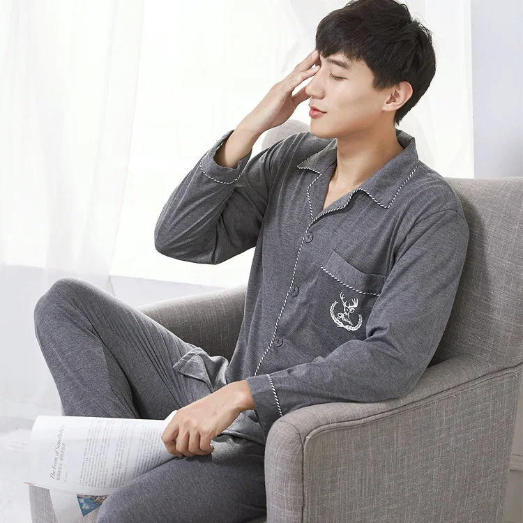 Мужская двусторонняя Пижама LYun корейский Свободный дышащий хлопковый кардиган