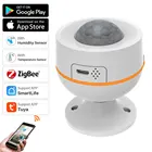 Датчик движения Zigbee Tuya PIR с датчиком температуры и влажности, работает с приложением Zigbee 3,0 Gateway Smart Life