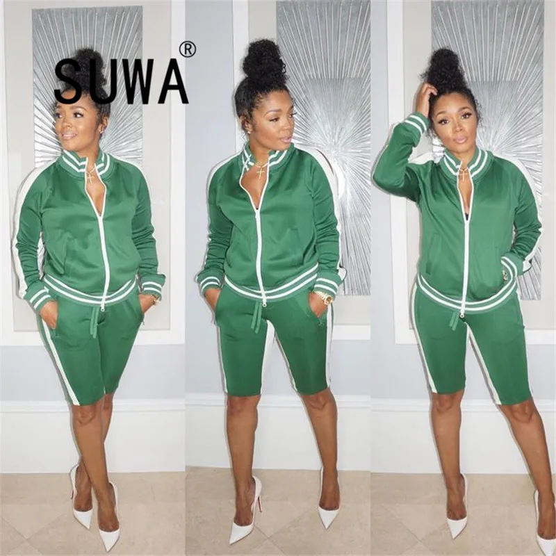 

Женский комплект из двух предметов, Топ с длинным рукавом и брюки до колена с высокой талией, спортивный костюм, уличная одежда, 2020