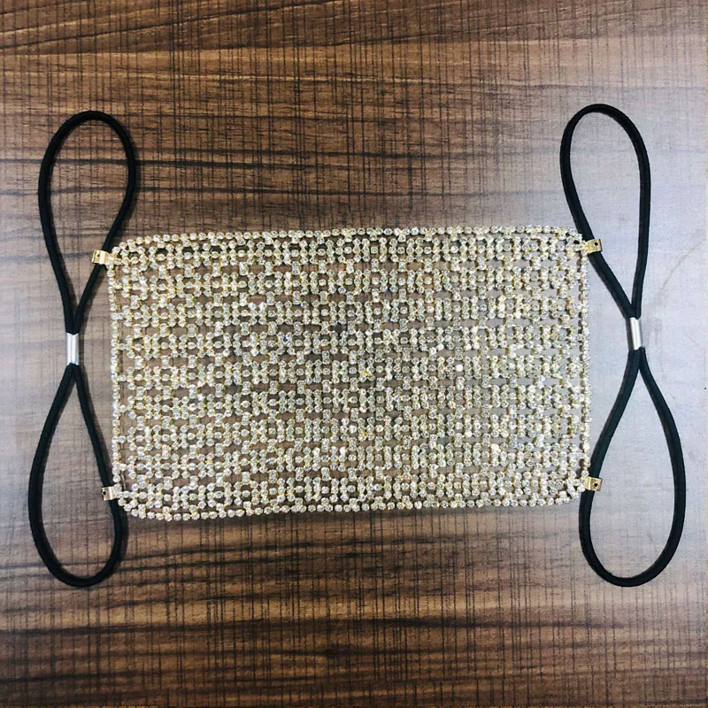 Роскошный блестящий чехол для лица с кристаллами женщин Модный Регулируемый