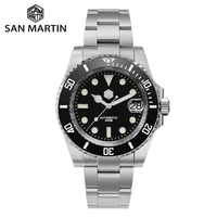 san martin diver watch ghost sapphire glass automatic mechanical watches ceramic bezel 200m waterproof luminous date window