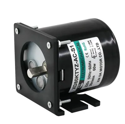 Двигатель + кронштейн 80KTYZ AC мотор 220V 5rpm 110rpm Мотор микро медленная скорость машина