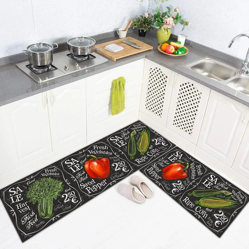 kitchen floor mat long plush carpet two piece set of kitchen home water absorption and dirt resistance tapis de cuisine long free global shipping