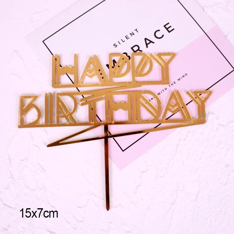 Fashion Acrylic Cake Topper Card Banner Kids Baby Shower Happy Birthday Toppers Party DIY Insert Flags Decoration | Дом и сад