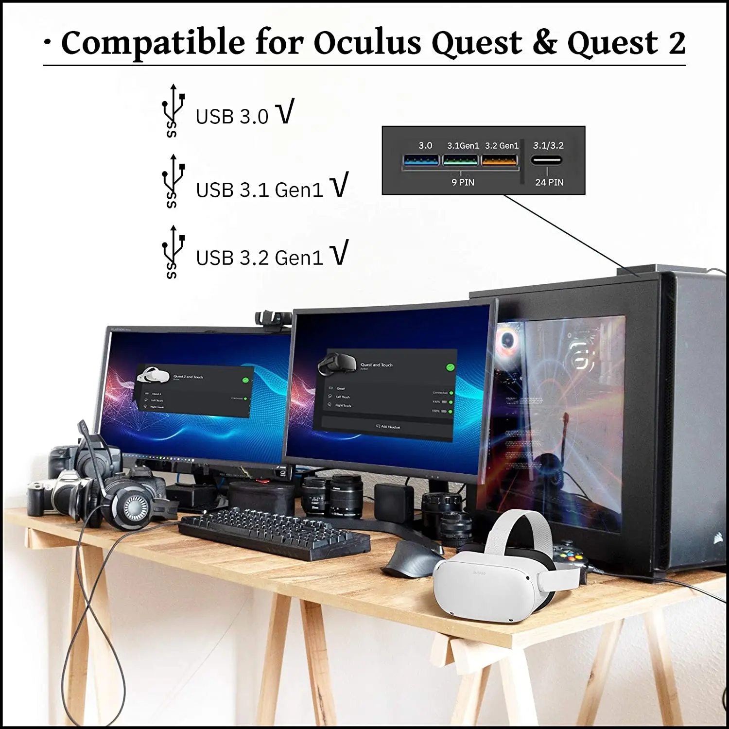 5/6 Meter Fast Charging Durable Link Cable Portable Gaming PC 90 Degree Angle Head USB 3.0 to Type-C For Oculus Quest 2 | Электроника
