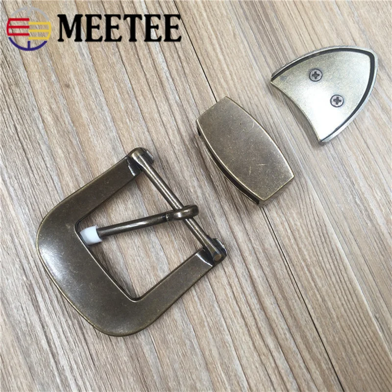 Meetee 1 комплект(3 шт.) 35/40 мм твердая латунь высокое качество Резные булавки с ремешками и пряжками; джинсы аксессуары DIY LeatherCraft фурнитура Декор