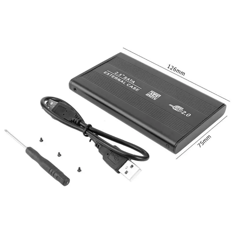 2,5 дюймов USB 2,0 SATA HDD Box Жесткий диск чехол Алюминий сплав Портативный SSD жесткий диск HDD Чехол USB2.0 внешний жесткий диск Корпус чехол