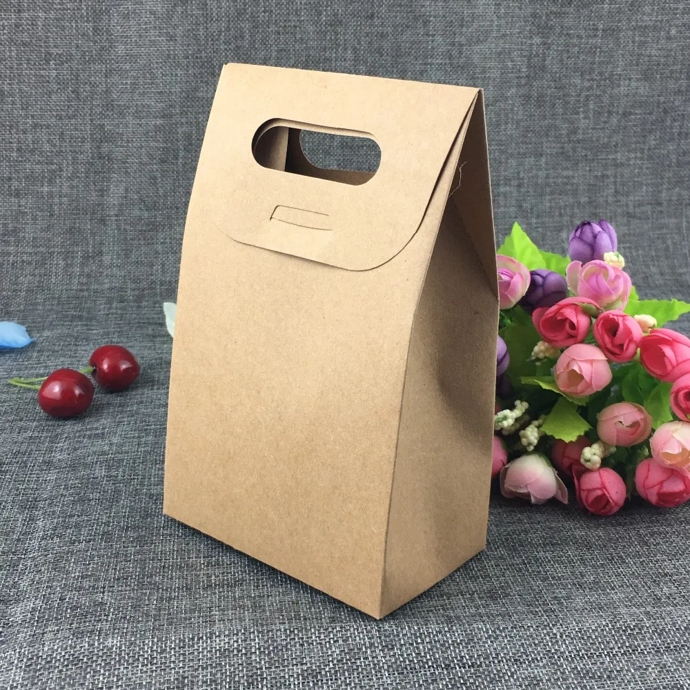 

60pcs Food Seal Gift Box with Handle 16*10*6cm Packaging Paper Box with Transparent visualization PVC Window for Tea/Bread