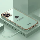 Модный противоударный жидкий силиконовый чехол для телефона iPhone 11 12 13 X XS XR 6 6S Mini 7 8 Plus Pro Max SE 2020, задняя крышка с Кленовым листом