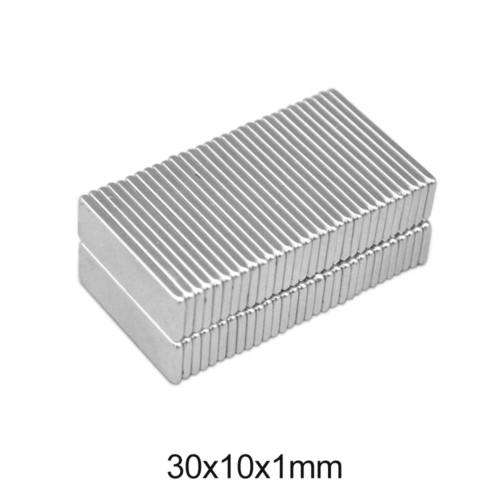 10~200pcs Thin Quadrate Permanent Magnet 30x10x1 Thickness 1mm Neodymium N35 30x10x1mm Block Strong sheet 30*10*1 | Обустройство дома
