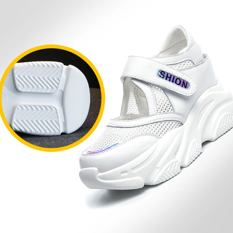 

Lucyever Mesh Breathable Platform Sneakers Women 2021 Summer Non-slip Thick Bottom Vulcanize Shoes Casual Wedge Sport Shoes Lady