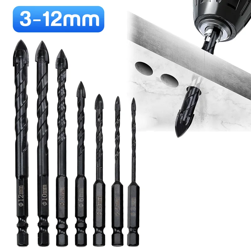Набор сверл для плитки комплект из 3-12 мм с шестигранным хвостовиком стекла