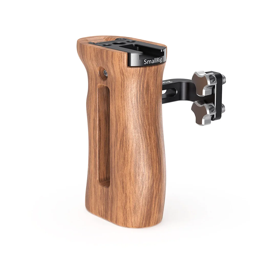 SmallRig DSLR Handgrip For Universal Camera Cage Wooden Side Handle Featuring Two 1/4&quot Thread Holes With 18mm Distance -2093 |