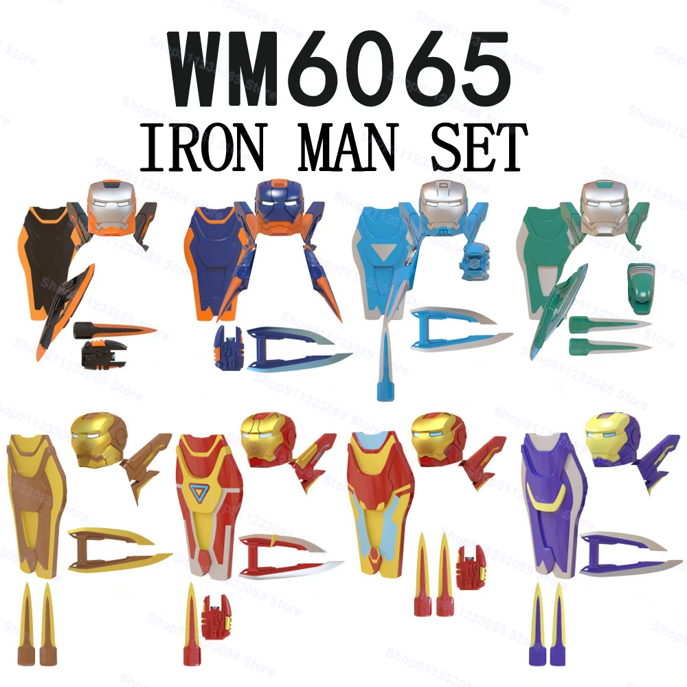 

WM6065 8pcs/set Heavy Iron Man Set Assemble Building Blocks Bricks Superhero Model Figures Toys Children Gifts