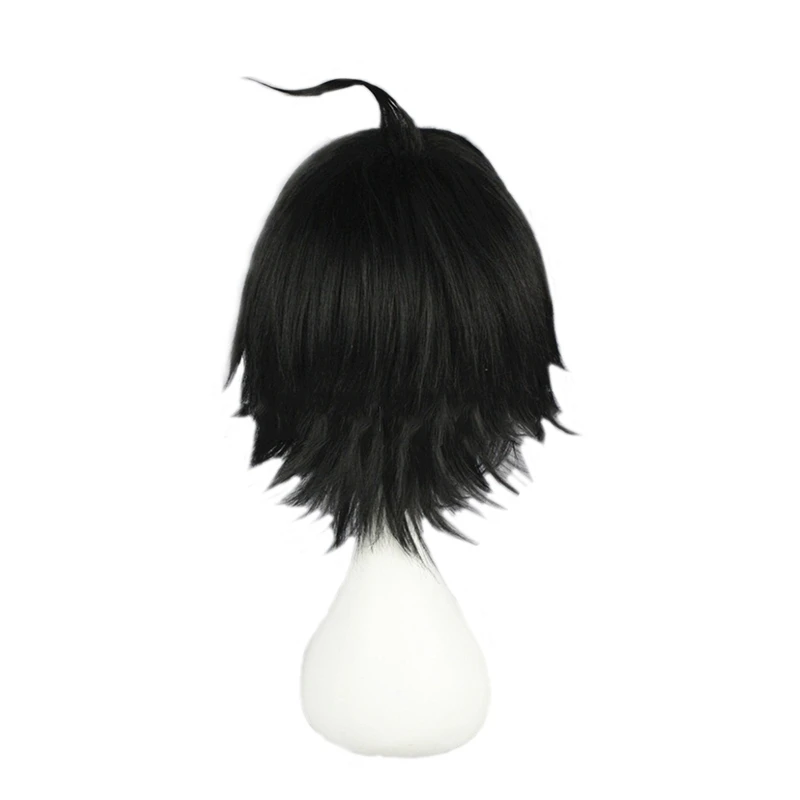

Anime Haikyuu!! Karasuno Tadashi Yamaguchi Black Short Fake Hair High School Volleyball Club Halloween Party Costume Cosplay Wig