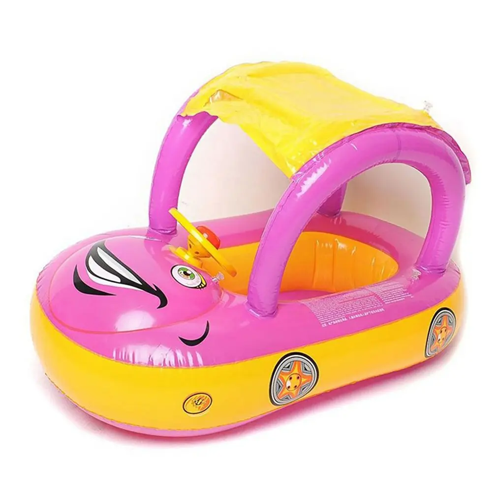 

Baby Swim Ring Sunshade Steering wheel Safe Holiday Floating Summer Kids Seat Inflatable Swimming boat toys Water pool tube PVC