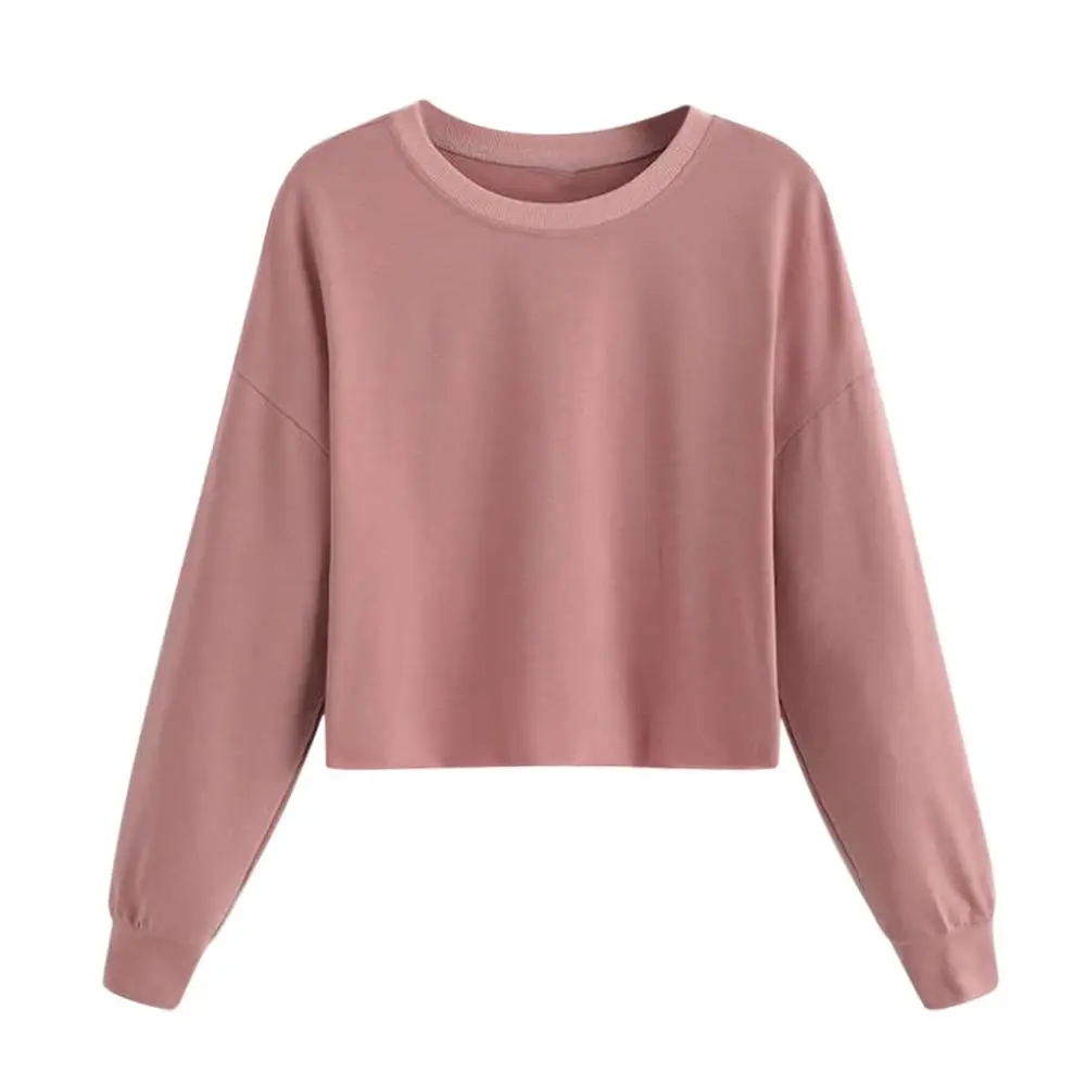 Женская модная повседневная пушистая блуза с длинным рукавом и круглым вырезом