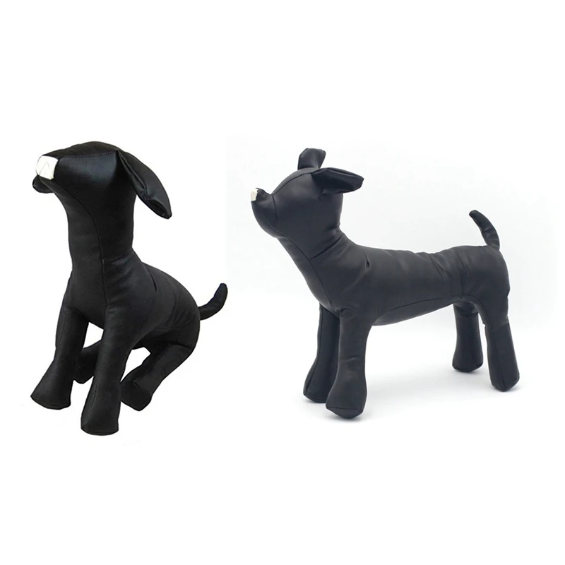 

2 Pcs Leather Dog Mannequins Standing Position Dog Models Toys Pet Animal Shop Display Mannequin Black S & L