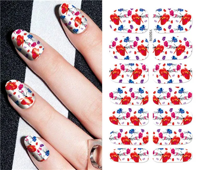 

Nail sticker art decoration slider Leaf Flower adhesive Water Transfer decals manicure lacquer accessoires polish foil