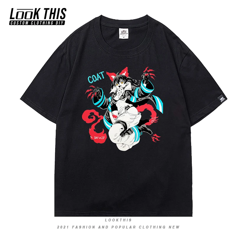 

Fire Force T-Shirt Mens Hot Anime Harajuku Unisex Oversized T-shirt Summer Streetwear Short Sleeve Men T-shirt Manga Male Tops