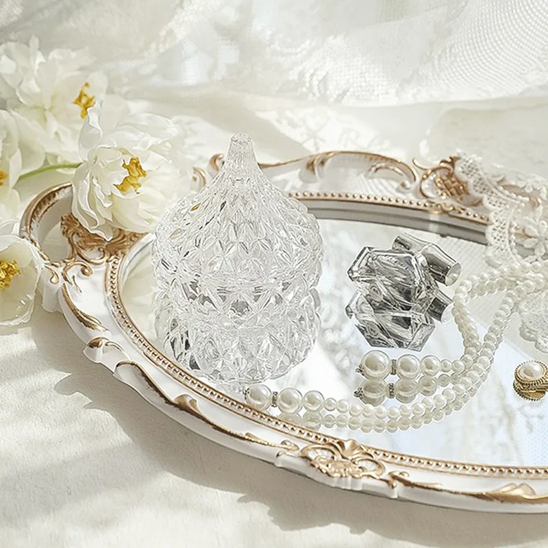 Plates Cake Stand Nordic Binaural Glass Mirror Gold Storage Tray Photo Props Nоднос Nля Nекора Tарелка 디저트접시 Table