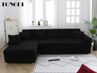 tongdi black elastic plaid fleece sofa cover soft polyester all inclusive stretch decorration slipcover couch for living room