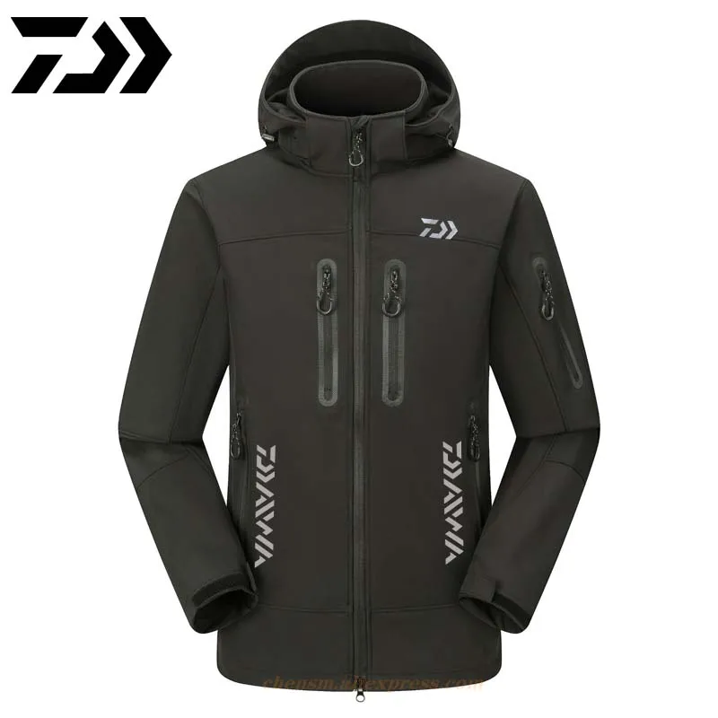 

Daiwa Winter Outdoor Male Soft shell Windbreaker Jacket Waterproof Thermal Climbing Sports Fleece Breathable Fishing Jacket