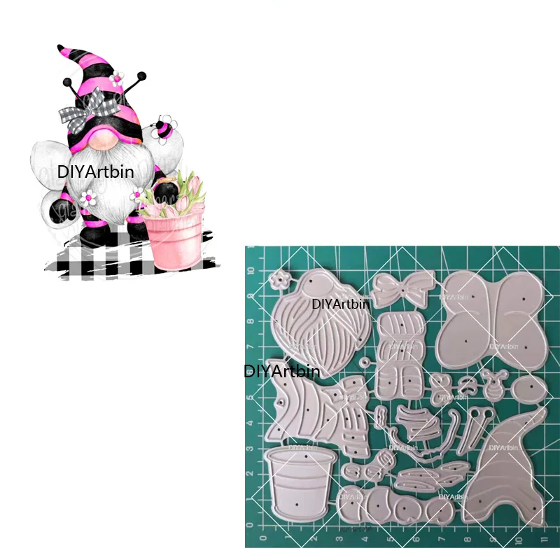 

Flower Bee Gnome metal cutting dies cut die mold 2021 Scrapbook paper craft knife mould blade punch stencils dies