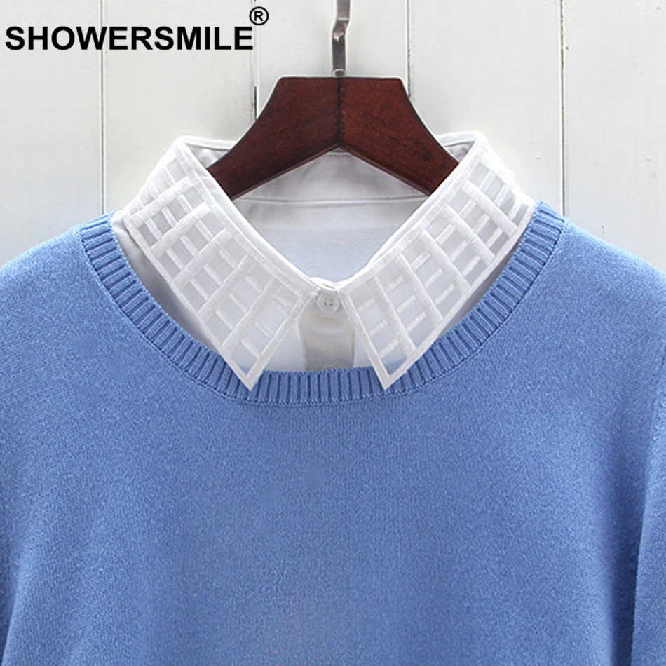 Женский съемный воротник SHOWERSMILE белая рубашка со съемными воротниками