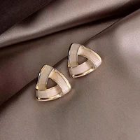 lats geometric triangle gold colour stud earrings simple oil dripping earrings for women 2020 female fashion jewelry kolczyki