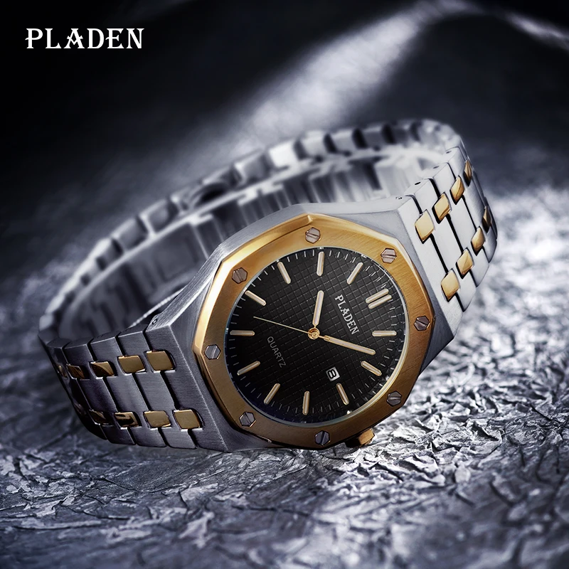 PLADEN Men Watches Fashion Stainless Steel Strap Quatrtz Wristwatch For Male Luxury Brand Design Dress Business Clock Gift 2021