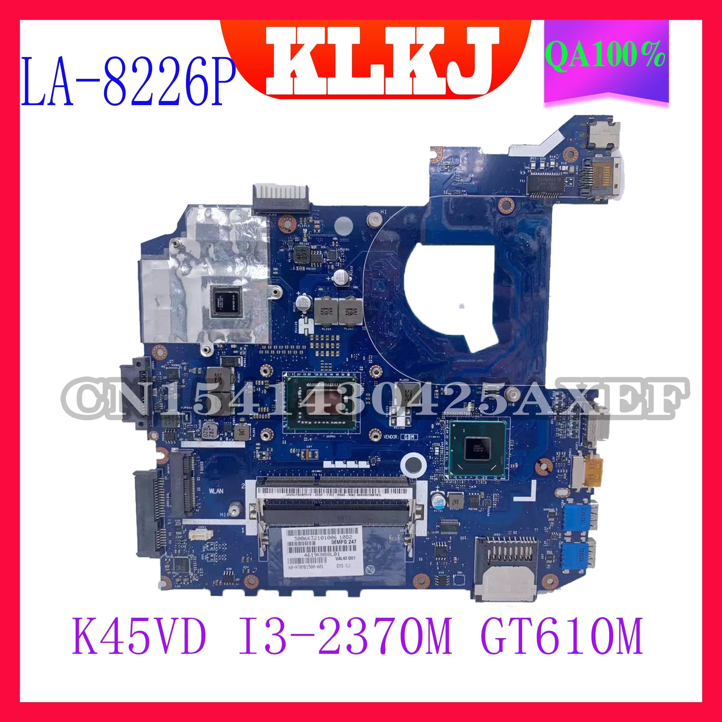 Материнская плата для ноутбука Dinzi использует ASUS A45V K45V K45VM K45VD со встроенным