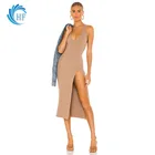 Женское платье в стиле ретро, трикотажное платье миди с юбкой с принтом и Боковым Разрезом, платье с завышенной талией и открытой спиной, лето 2021