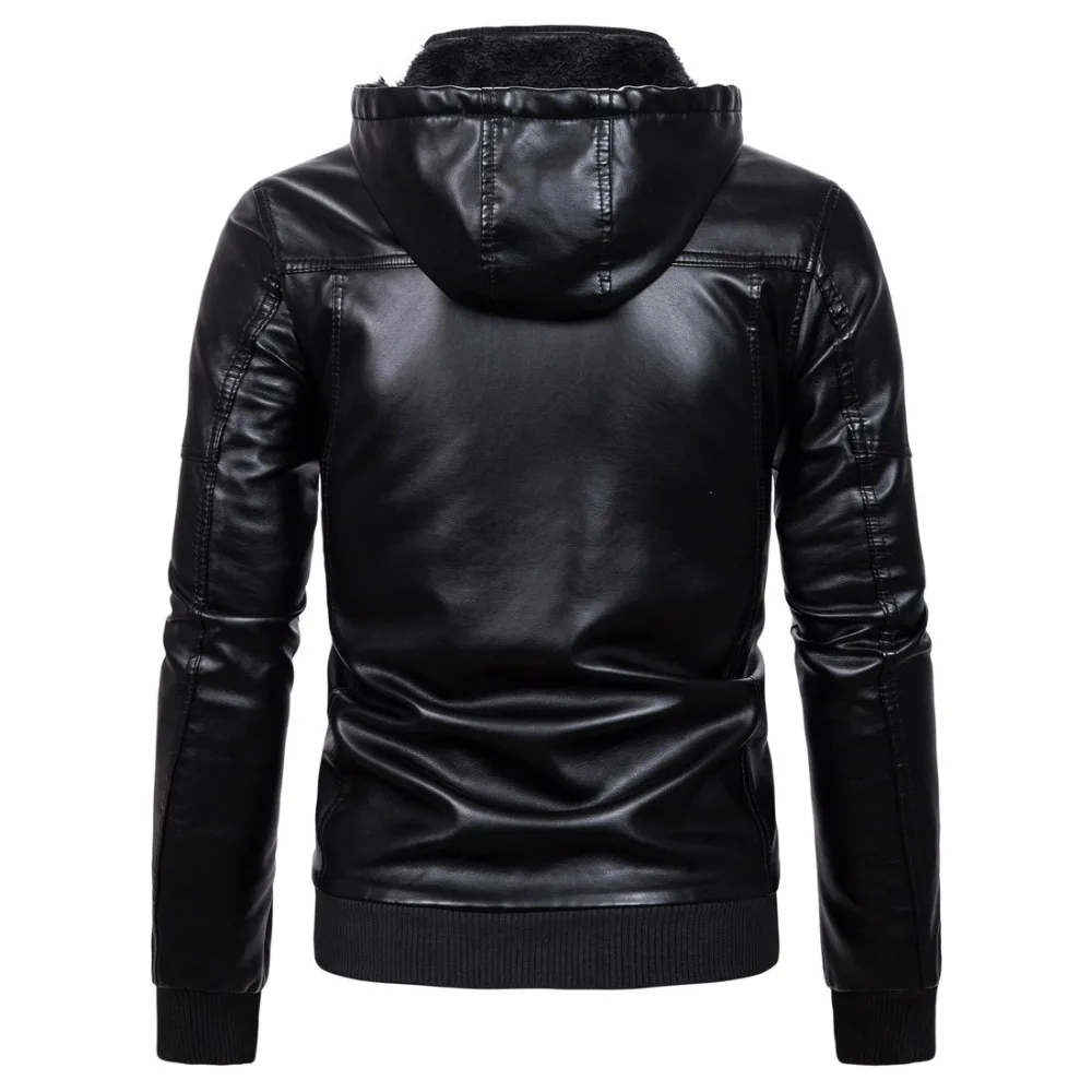 Мужская кожаная куртка с капюшоном, зимняя плюс бархатная утолщенная кожаная куртка, Мужская мягкая овчина, ветрозащитная мотоциклетная кожаная куртка