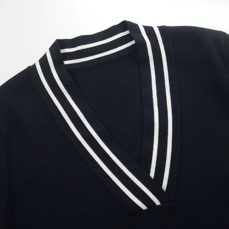 DEAT 2020 new winter fashion arrivals women clothes striped V-neck full sleeves contrast colors pullover knitting sweater WK1190 |